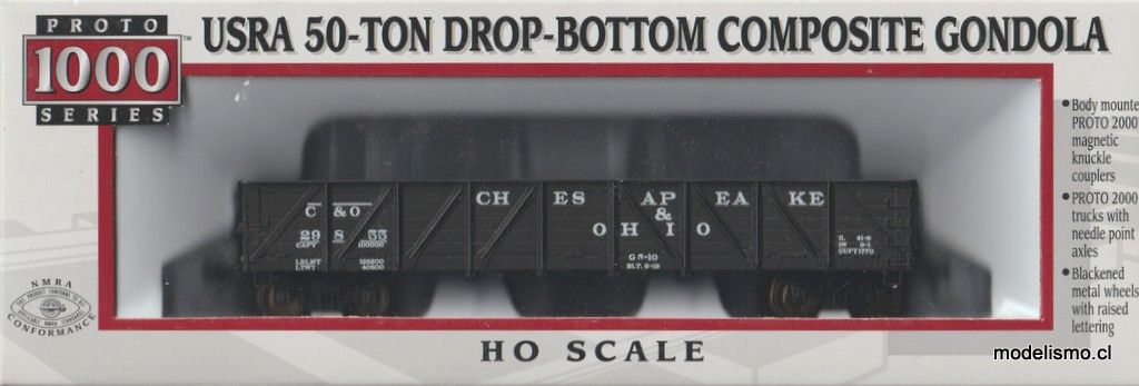 Proto 1000 23953 Chesapeake and Ohio Railway #29855 USRA 50-TON DROP-BOTTOM