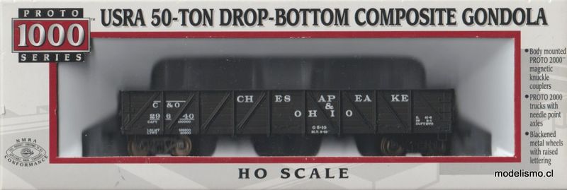 Proto 1000 23951 Chesapeake and Ohio Railway #29640 USRA 50-TON DROP-BOTTOM