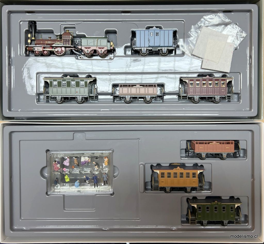 Märklin 26471+43471 &quot;Spanisch-Brötli-Bahn&quot;, el primer tren en Suiza con locomotora Limmat + 3 vagones de pasajeros adicionales con figuras de Preiser - usado