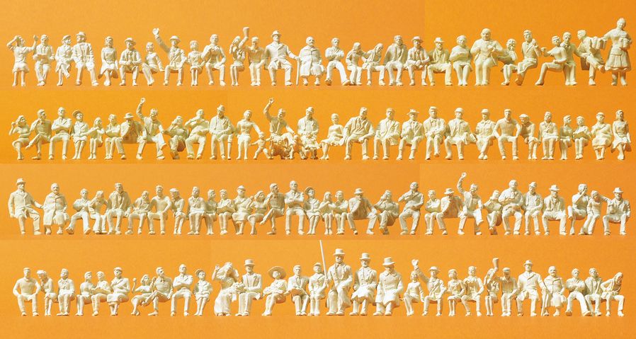 Preiser 16328 H0 - Gente sentada. 120 figuras en miniatura sin pintar. Equipo