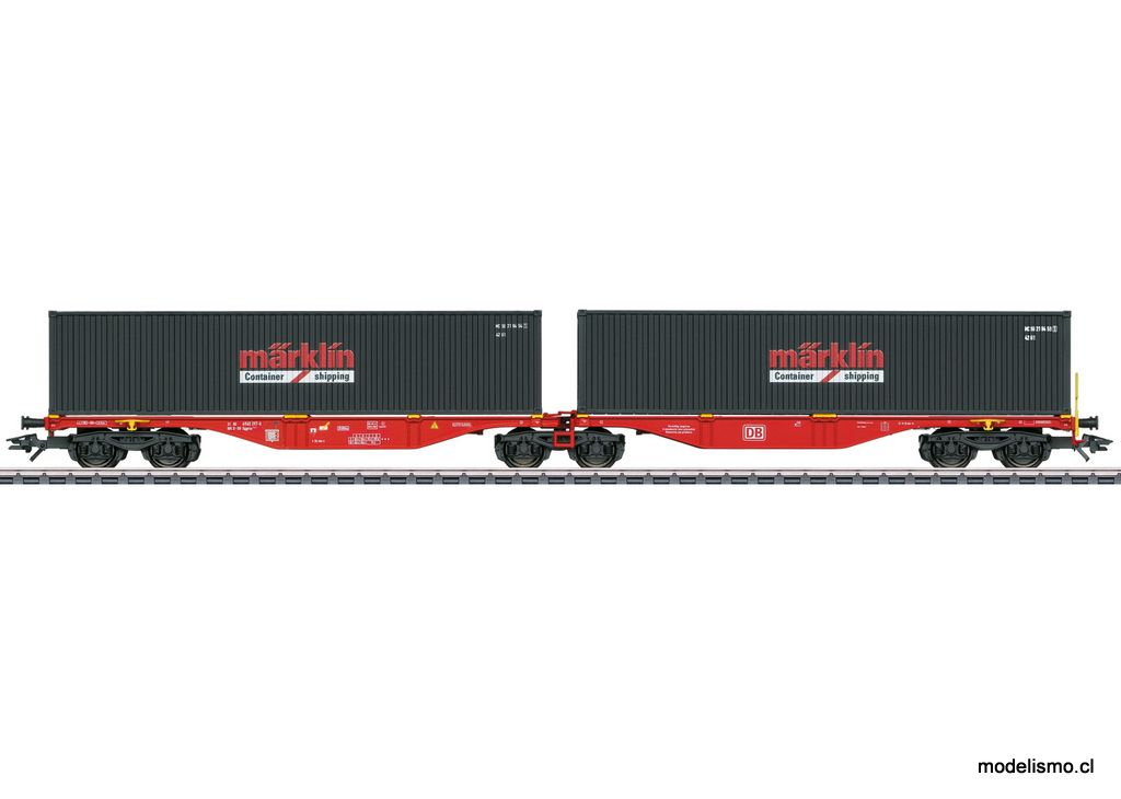 Märklin 47812 Vagón portacontenedores doble del tipo constructivo Sggrss 80 - usado2