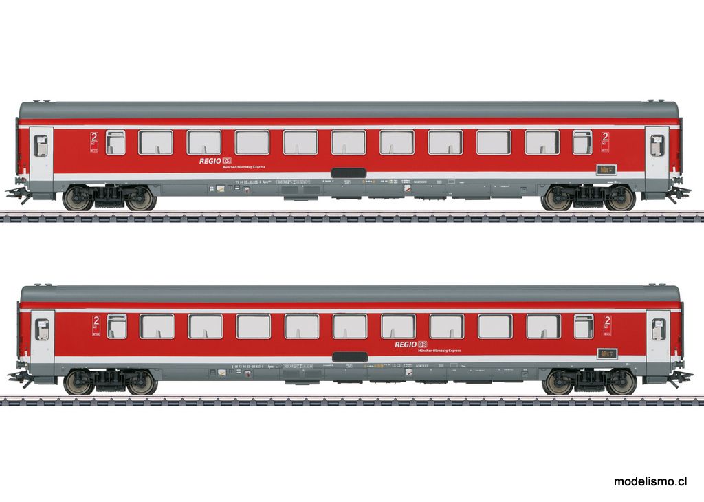 Märklin H0 42989 Set de coches de tren de viajeros 2 &quot;Expreso Múnich-Núremberg&quot; - usado