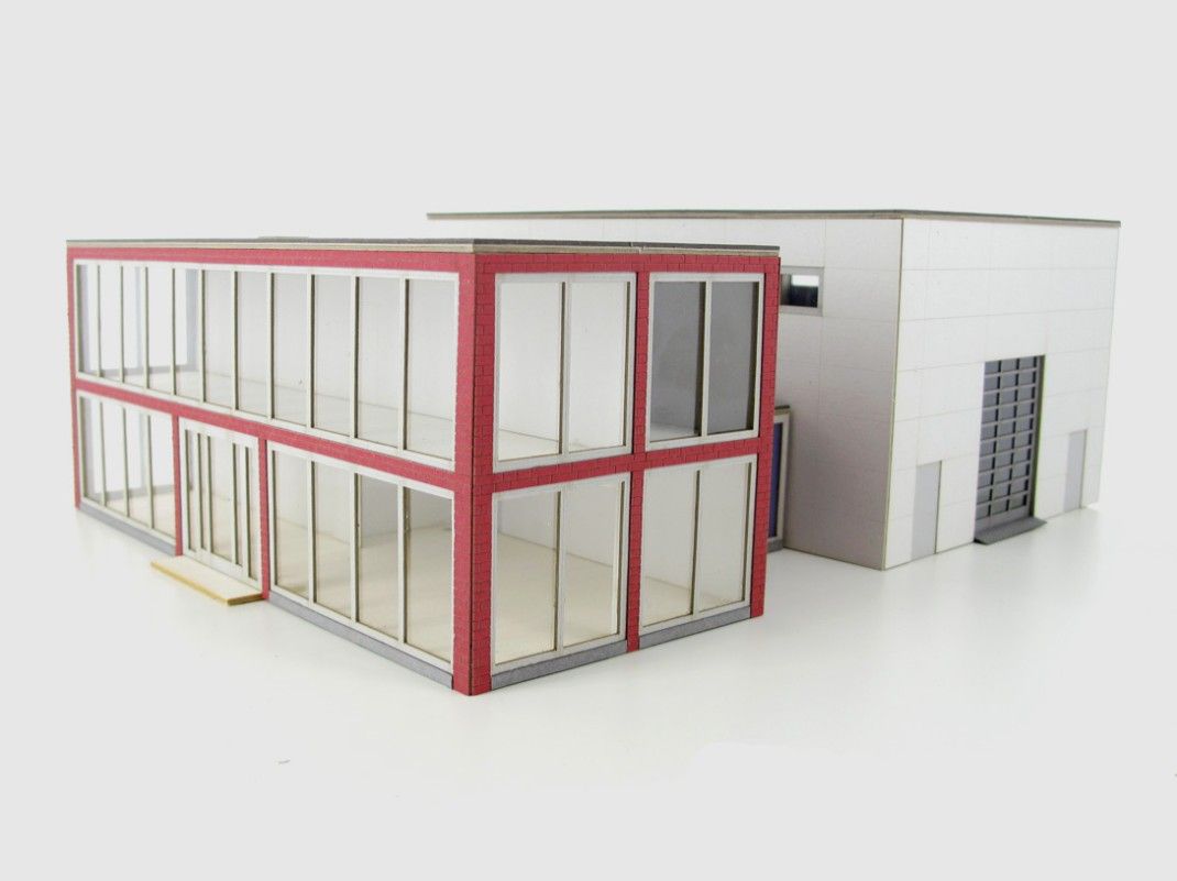 reserva anticipada Modellbahn Union MU-H0-i00078 H0 Moderno almacén comercial con oficina