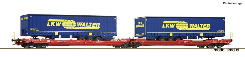 Roco 77385 Vagón canguro doble articulado T3000e, DB LKW Walter