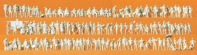 Preiser 79006 N - Viajeros, transeúntes, diferentes grupos de personas. 125 figuras en miniatura sin pintar. Kit.