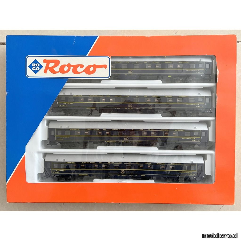 PF Roco 44050 CIWL Juego de 4 vagones cama Orient Express 1.ª clase Ep. IV - para Märklin - usado - con luz PF Roco 44050 CIWL Juego de 4 vagones cama Orient Express 1.ª clase Ep. IV - para Märklin - usado - con luz