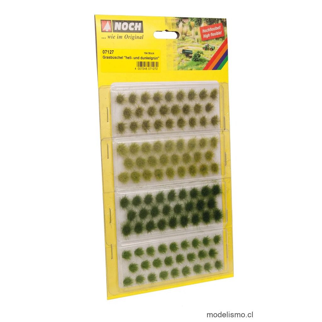 Noch 07127 ​Mechones de hierba "verde claro y oscuro", diferentes tonos de verde, 104 piezas, 6 mm