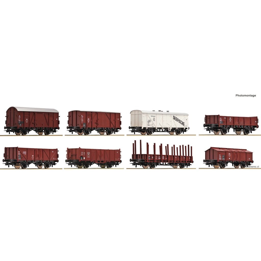 PF Roco 44002 H0 Vagones de mercancías de 8 piezas, DB - usado PF Roco 44002 H0 Vagones de mercancías de 8 piezas, DB - usado