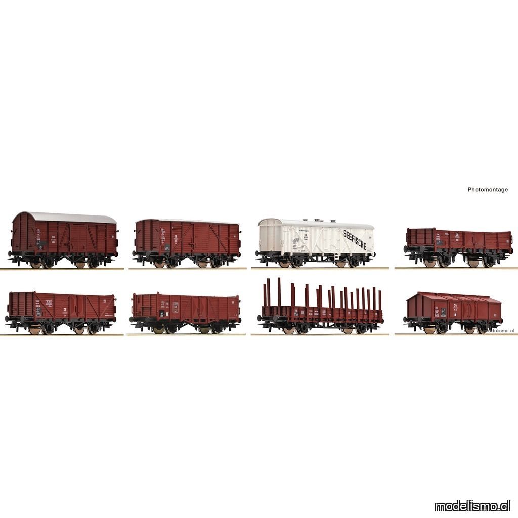 PF Roco 44002 H0 Vagones de mercancías de 8 piezas, DB - usado PF Roco 44002 H0 Vagones de mercancías de 8 piezas, DB - usado