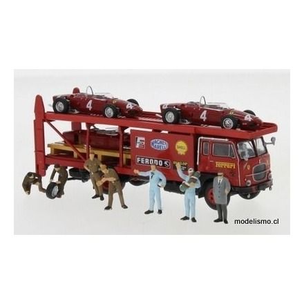 Brekina H0 58475 Fiat 642 racing transporter set, Ferrari, 1962, con 2 x F 156, carrocería de recambio y 7 figuras exclusivas Brekina H0 58475 Fiat 642 racing transporter set, Ferrari, 1962, con 2 x F 156, carrocería de recambio y 7 figuras exclusivas