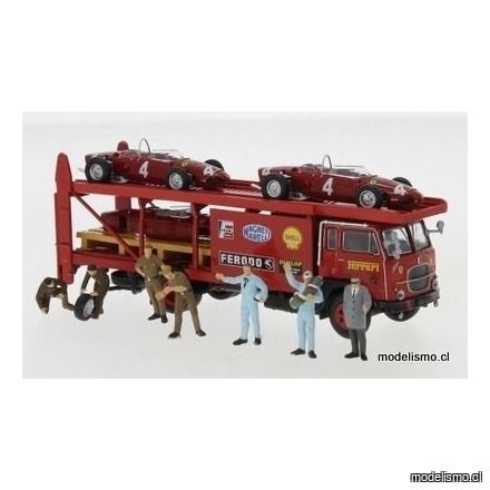 Brekina H0 58475 Fiat 642 racing transporter set, Ferrari, 1962, con 2 x F 156, carrocería de recambio y 7 figuras exclusivas Brekina H0 58475 Fiat 642 racing transporter set, Ferrari, 1962, con 2 x F 156, carrocería de recambio y 7 figuras exclusivas