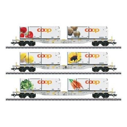 Märklin 47461 Set de vagones portacontenedores "Coop" - usado Märklin 47461 Set de vagones portacontenedores "Coop" - usado