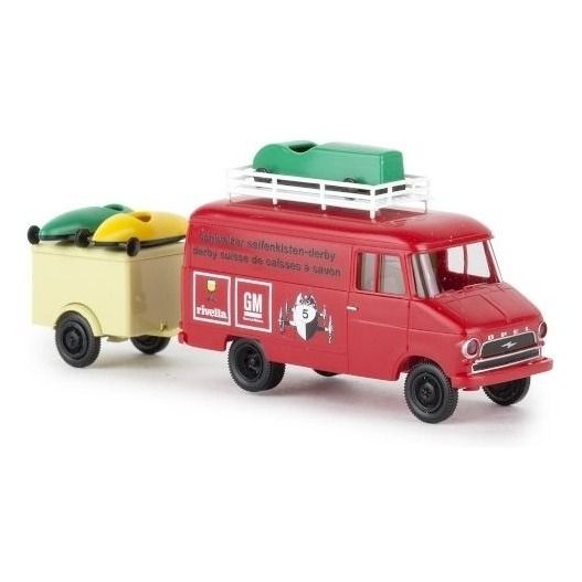 Brekina 35625 Opel Blitz Kasten A, caja de jabón suizo Derby, con remolque y cajas de jabón, 1966 1:87 Brekina 35625 Opel Blitz Kasten A, caja de jabón suizo Derby, con remolque y cajas de jabón, 1966 1:87