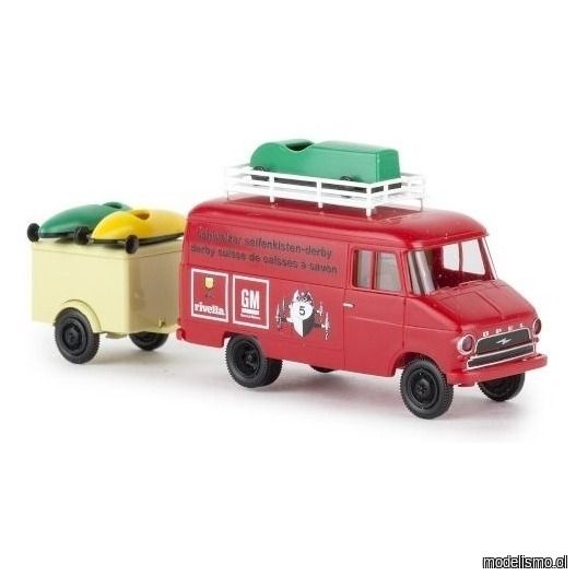 Brekina 35625 Opel Blitz Kasten A, caja de jabón suizo Derby, con remolque y cajas de jabón, 1966 1:87 Brekina 35625 Opel Blitz Kasten A, caja de jabón suizo Derby, con remolque y cajas de jabón, 1966 1:87