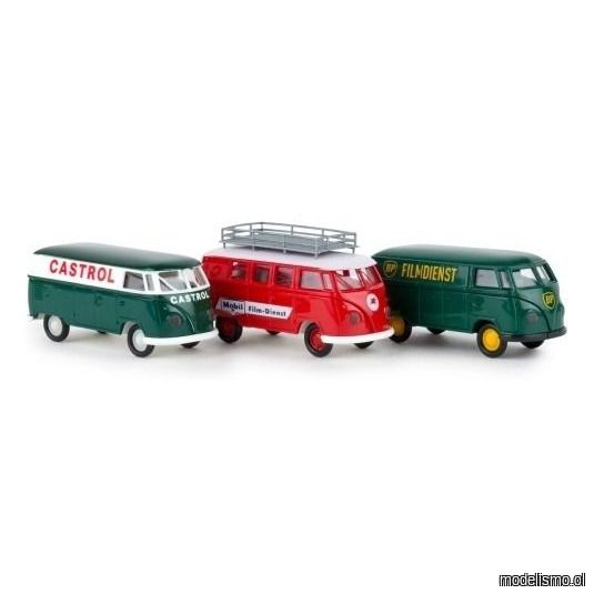 Brekina 90473 Conjunto del VW Transporter en la pista de carreras de automóviles, Castrol, Mobil, BP, 1960 1:87 Brekina 90473 Conjunto del VW Transporter en la pista de carreras de automóviles, Castrol, Mobil, BP, 1960 1:87