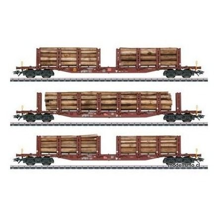 Märklin 47146 Set de vagones de teleros "Transporte de madera" - usado Märklin 47146 Set de vagones de teleros "Transporte de madera" - usado