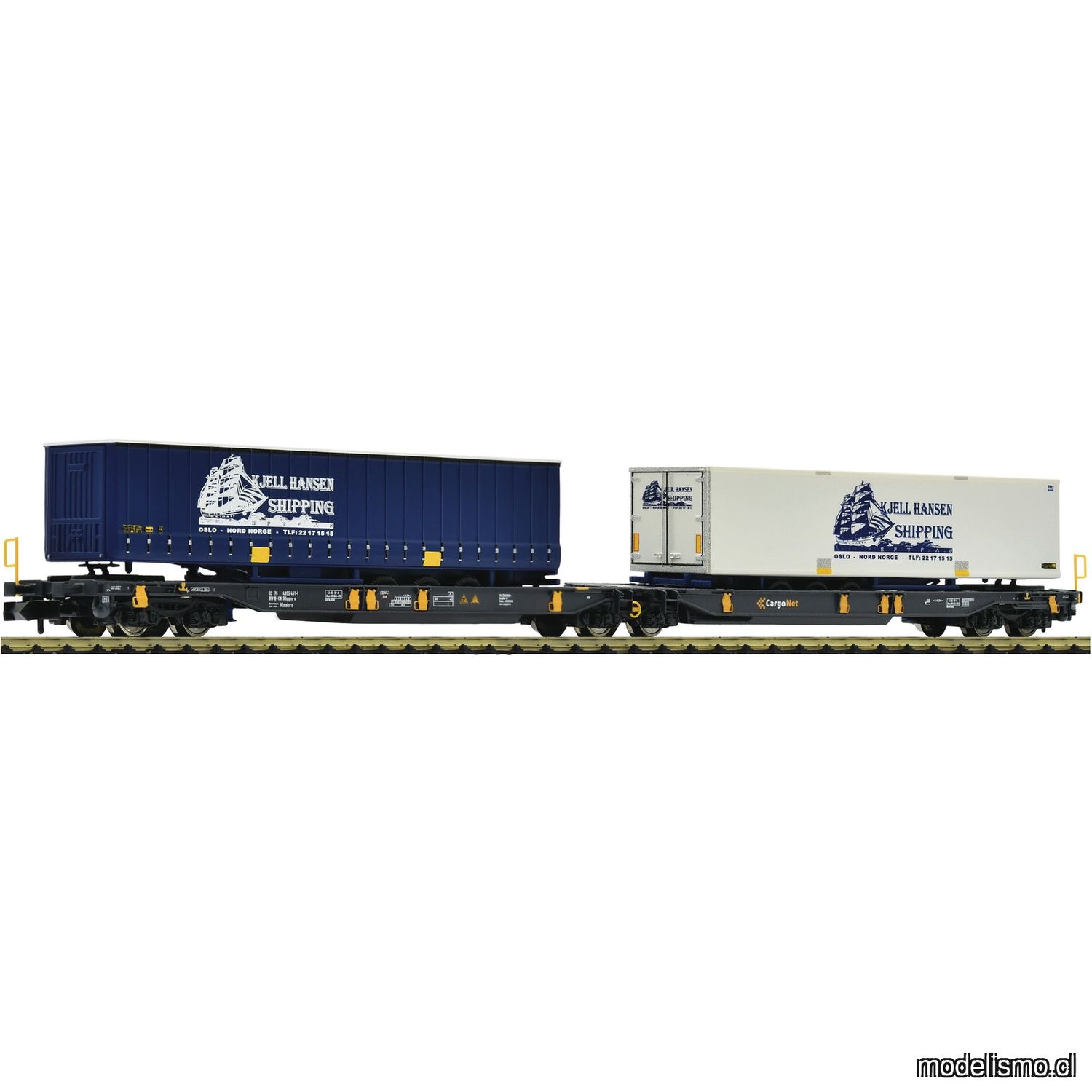 Fleischmann 825012 - Vagón canguro doble articulado T2000, CargoNet Fleischmann 825012 - Vagón canguro doble articulado T2000, CargoNet