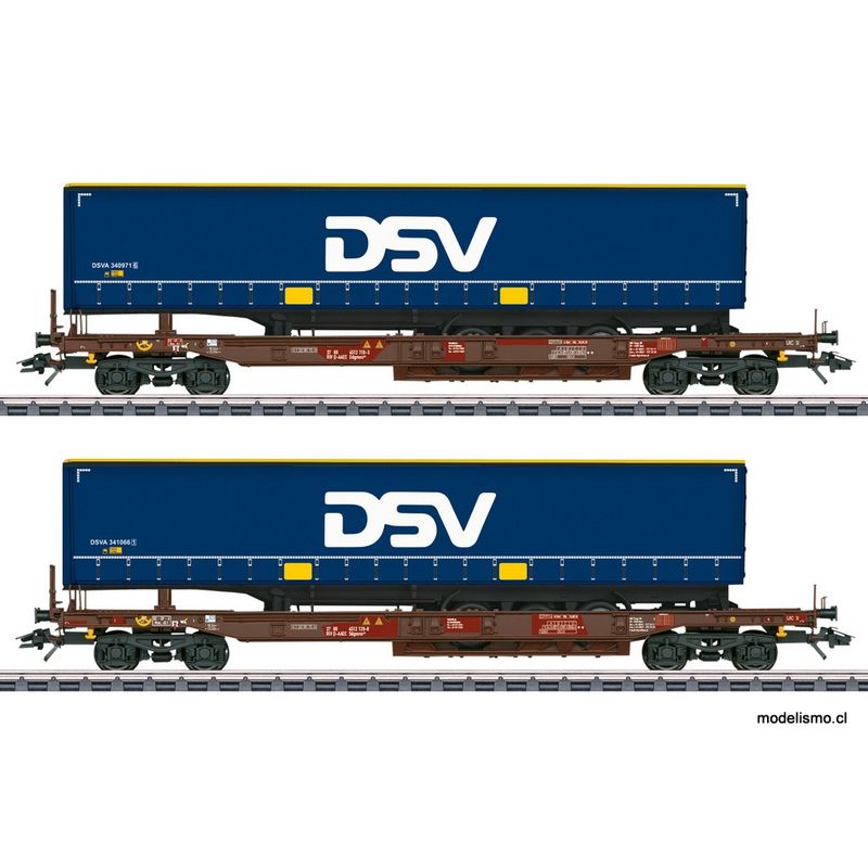KL Märklin 47111 Set de vagones canguro DSV - usado KL Märklin 47111 Set de vagones canguro DSV - usado