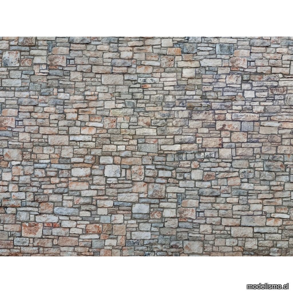 NOCH 56640 Lámina de cartón 3D “pared de escombros” de colores-amarillo, 25 x 12,5 cm