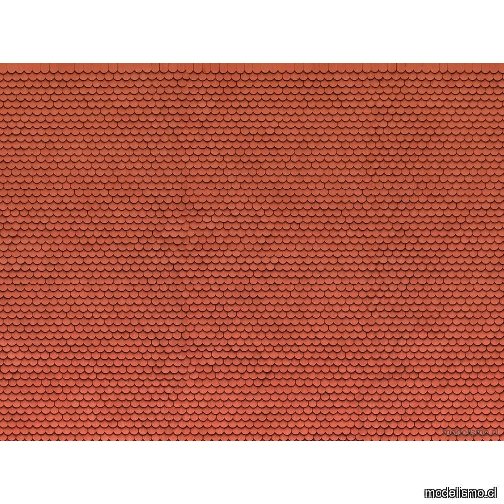 NOCH 56690 Lámina de cartón 3D “techo de cola de castor” rojo 25 x 12,5 cm