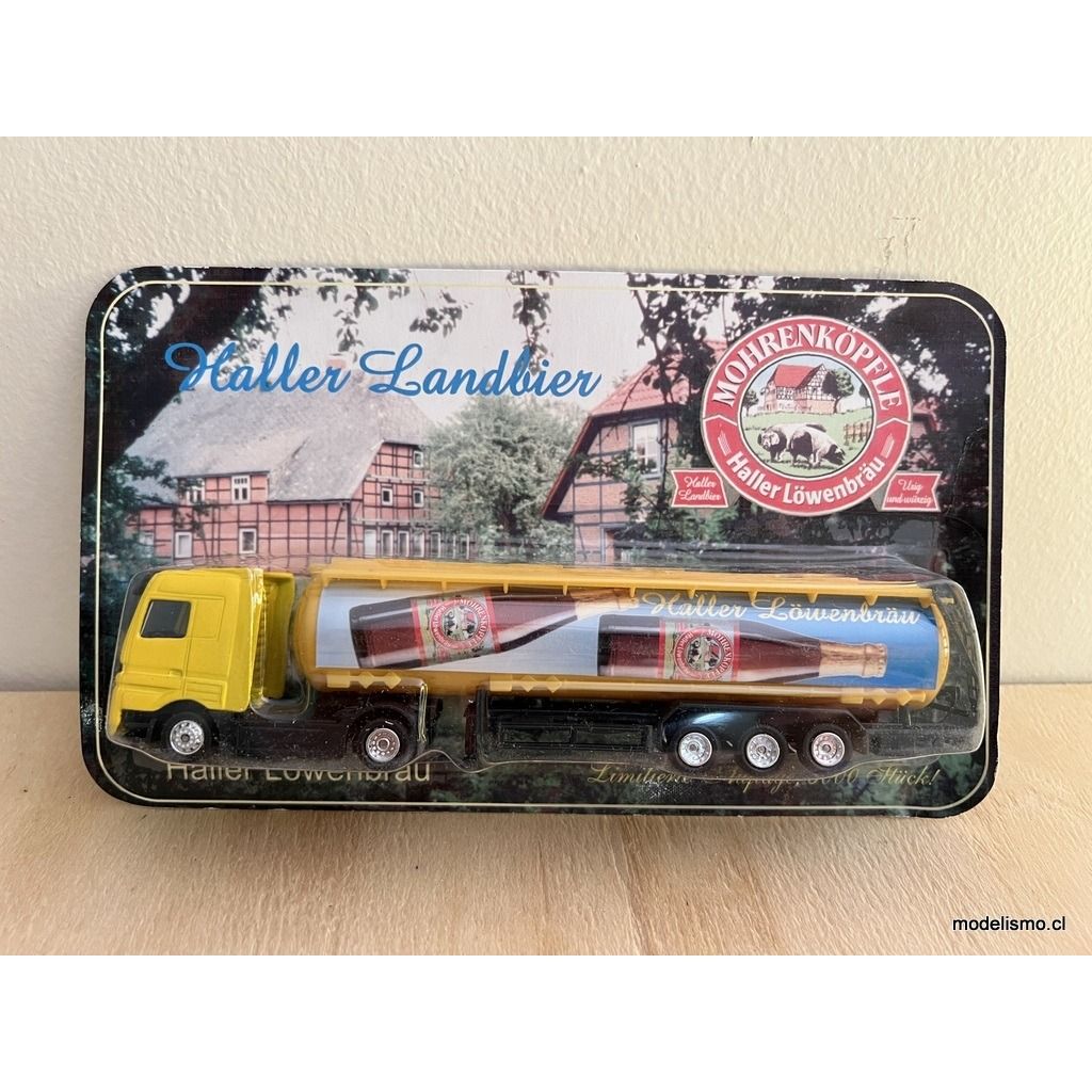 H0 1:87 Camión con remolque cisterna Mercedes Benz - Haller Landbier - Haller Löwenbräu