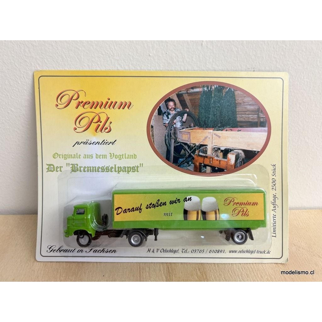 H0 1:87 Camión con remolque IFA - Darauf stoßen wir an mit Premium Pils H0 1:87 Camión con remolque IFA - Darauf stoßen wir an mit Premium Pils
