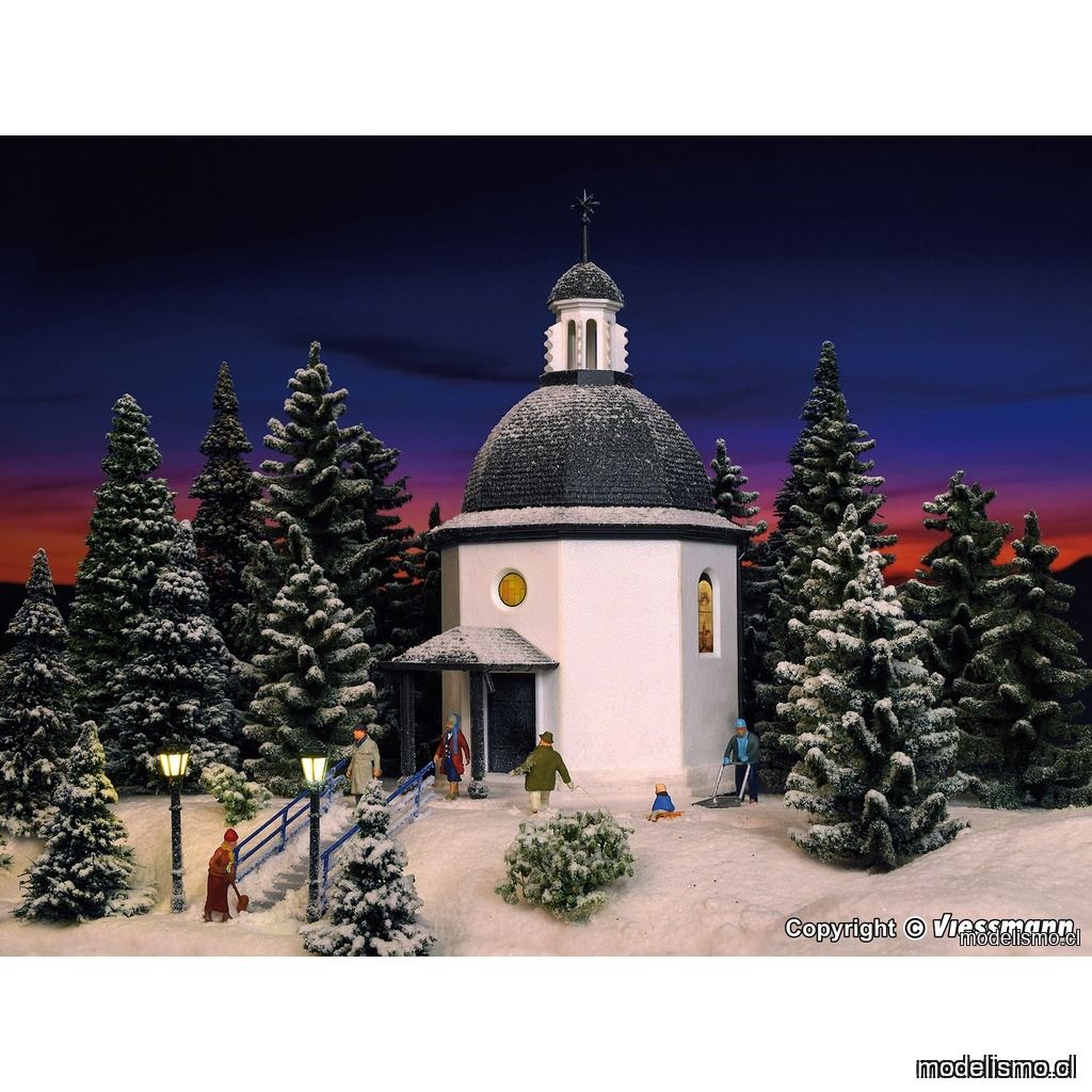 Vollmer 47612 N Capilla Memorial Noche de Paz con iluminación LED y nieve artificial, kit funcional Vollmer 47612 N Capilla Memorial Noche de Paz con iluminación LED y nieve artificial, kit funcional