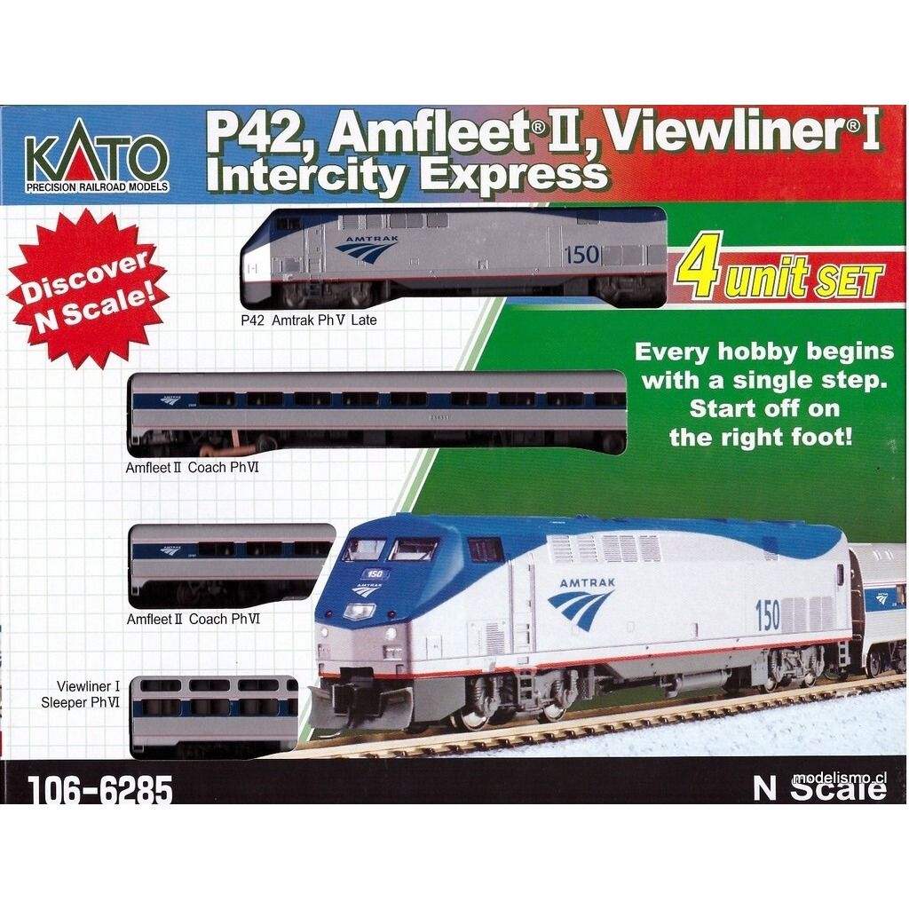Kato 106-6285 P42, Amfleet II, Viewliner I Intercity Express Amtrak Kato 106-6285 P42, Amfleet II, Viewliner I Intercity Express Amtrak