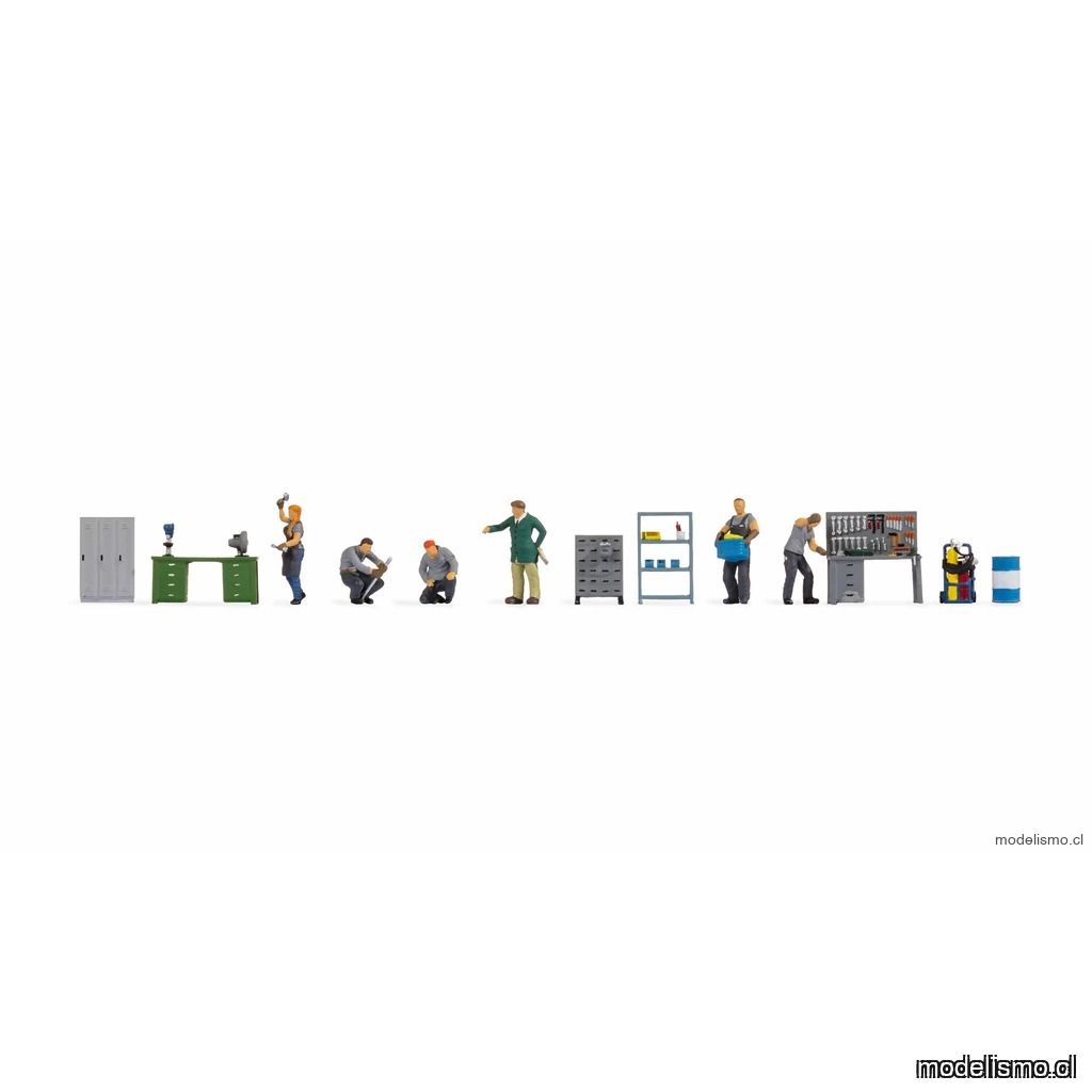Noch 16250 Figura tema mundo "Taller" - 6 figuras de modelo de trabajo, 2 bancos de trabajo, 1 gabinete de metal, 1 archivador, 1 estante de metal, 1 equipo de soldadura, 1 barril Noch 16250 Figura tema mundo "Taller" - 6 figuras de modelo de trabajo, 2 bancos de trabajo, 1 gabinete de metal, 1 archivador, 1 estante de metal, 1 equipo de soldadura, 1 barril