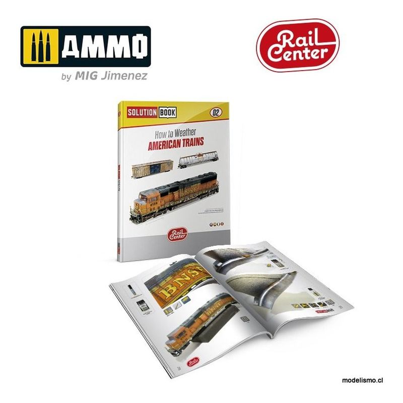 AMMO.R-1301 RAIL CENTER SOLUTION BOOK 02 - Cómo Envejecer Trenes Americanos (English, Castellano, Français, Deutch) AMMO.R-1301 RAIL CENTER SOLUTION BOOK 02 - Cómo Envejecer Trenes Americanos (English, Castellano, Français, Deutch)