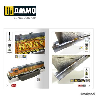 AMMO.R-1301 RAIL CENTER SOLUTION BOOK 02 - Cómo Envejecer Trenes Americanos (English, Castellano, Français, Deutch)