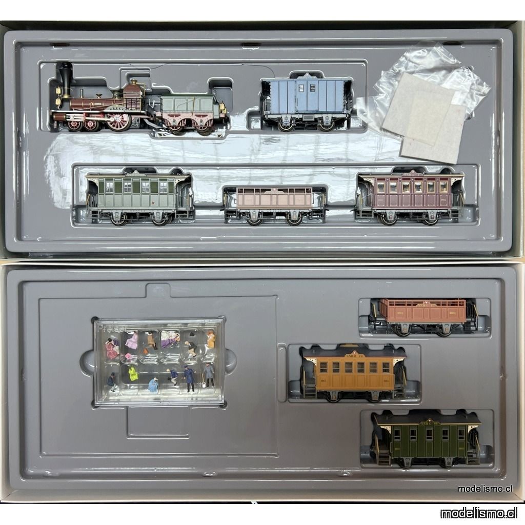 UW Märklin 26471+43471 "Spanisch-Brötli-Bahn", el primer tren en Suiza con locomotora Limmat + 3 vagones de pasajeros adicionales con figuras de Preiser - usado