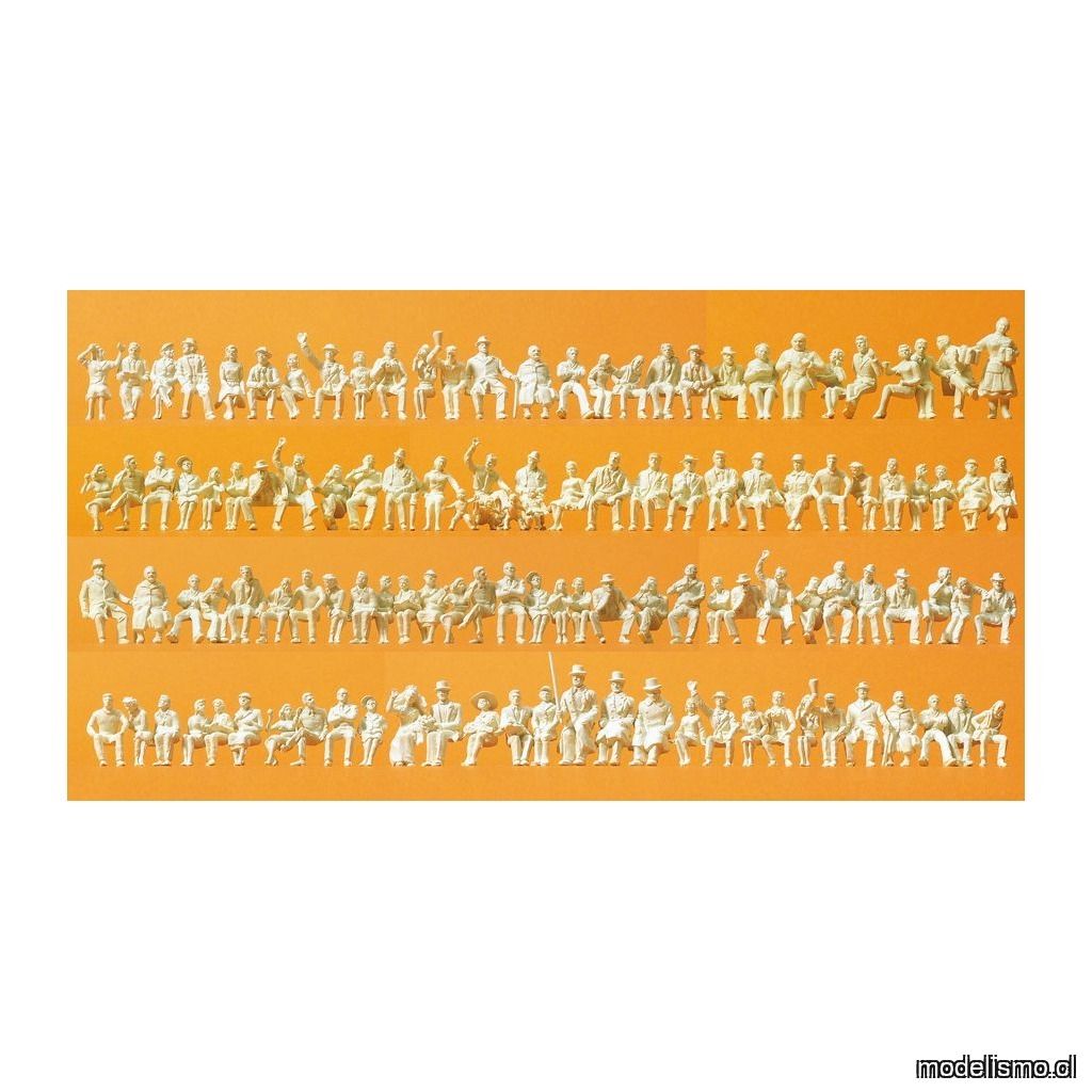 Preiser 16328 H0 - Gente sentada. 120 figuras en miniatura sin pintar. Equipo