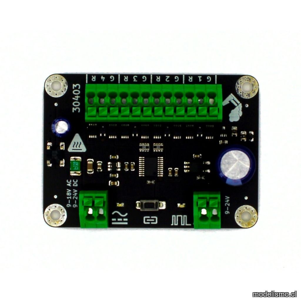 Decoderwerk 30403 Decodificador de interruptores para controlar 4 interruptores con accionamientos magnéticos Decoderwerk 30403 Decodificador de interruptores para controlar 4 interruptores con accionamientos magnéticos