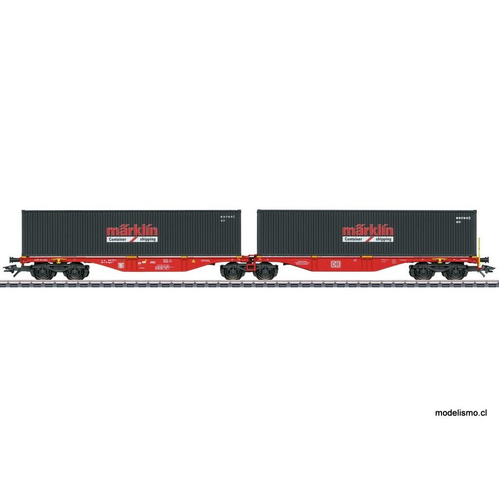 Märklin 47812 Vagón portacontenedores doble del tipo constructivo Sggrss 80 - usado2 Märklin 47812 Vagón portacontenedores doble del tipo constructivo Sggrss 80 - usado2