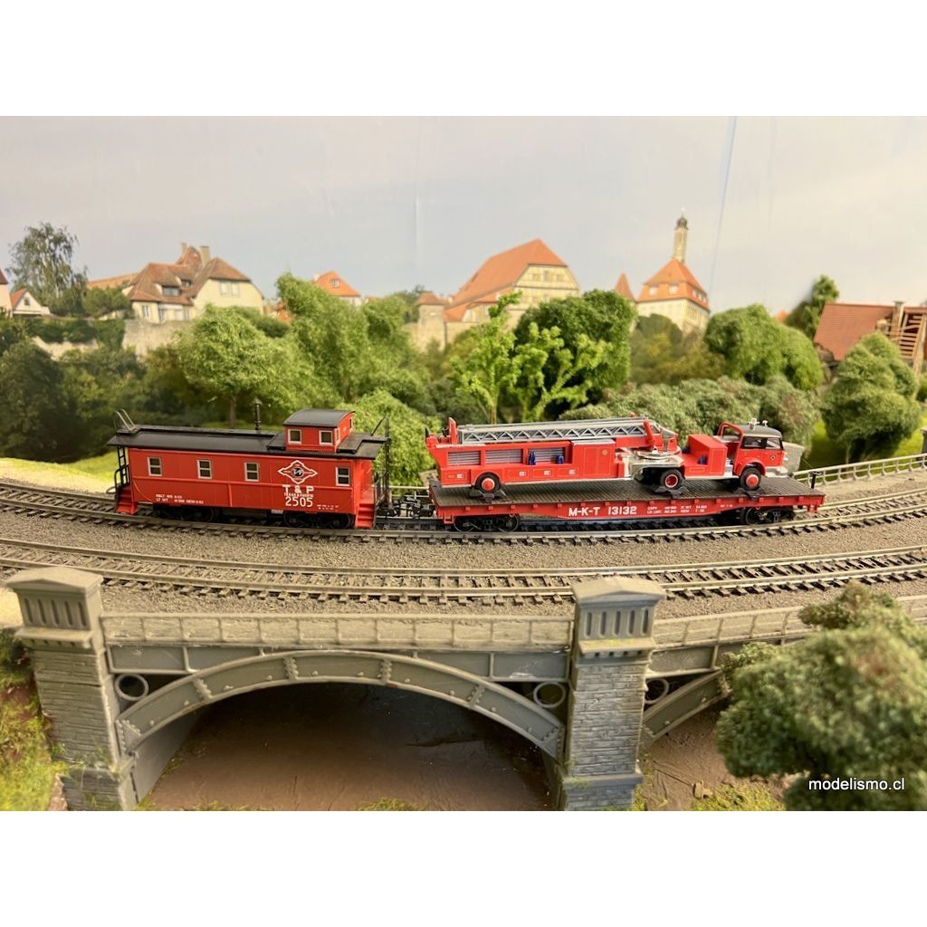 Märklin 4580 Conjunto de vagones "Texas" con furgón de cola y plataforma con camión de bomberos - usado Märklin 4580 Conjunto de vagones "Texas" con furgón de cola y plataforma con camión de bomberos - usado