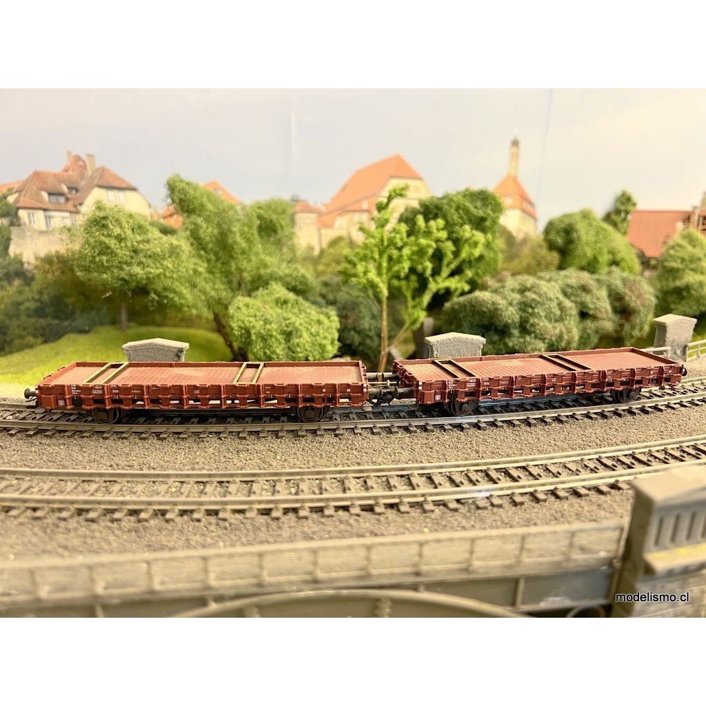 Märklin 46404 Dos vagones de plataforma con preparación para automóviles como carga - usado