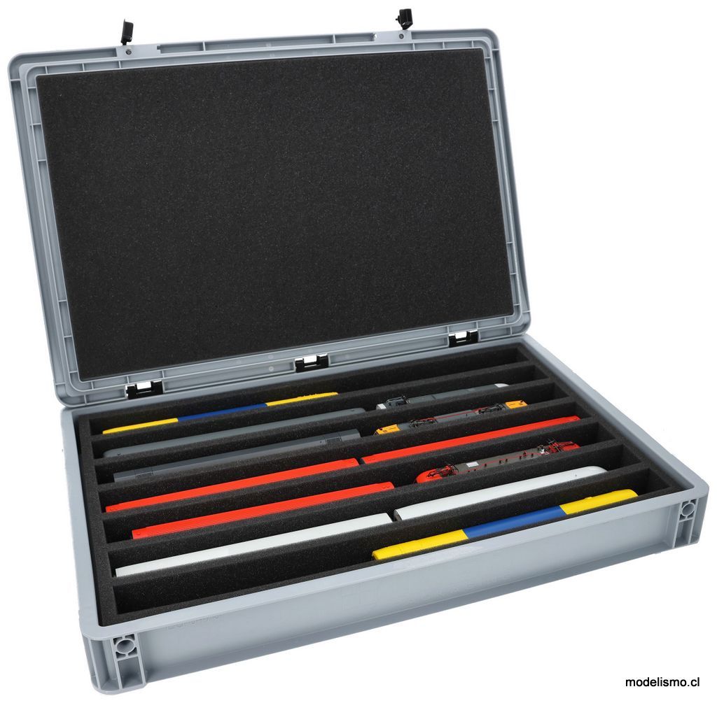 reserva anticipada Feldherr Caja contenedora para locomotoras, vagones y vehículos de modelismo ferroviario - 7 compartimentos para escala H0 - vertical reserva anticipada Feldherr Caja contenedora para locomotoras, vagones y vehículos de modelismo ferroviario - 7 compartimentos para escala H0 - vertical