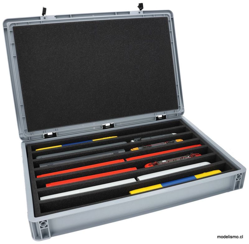 reserva anticipada Feldherr Caja contenedora para locomotoras, vagones y vehículos de modelismo ferroviario - 7 compartimentos para escala H0 - vertical