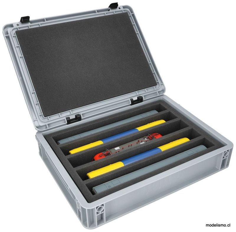 reserva anticipada Feldherr Caja Eurobox 40x30 para modelismo ferroviario - Escala H0 - 5 compartimentos - Inserto de espuma para almacenamiento vertical
