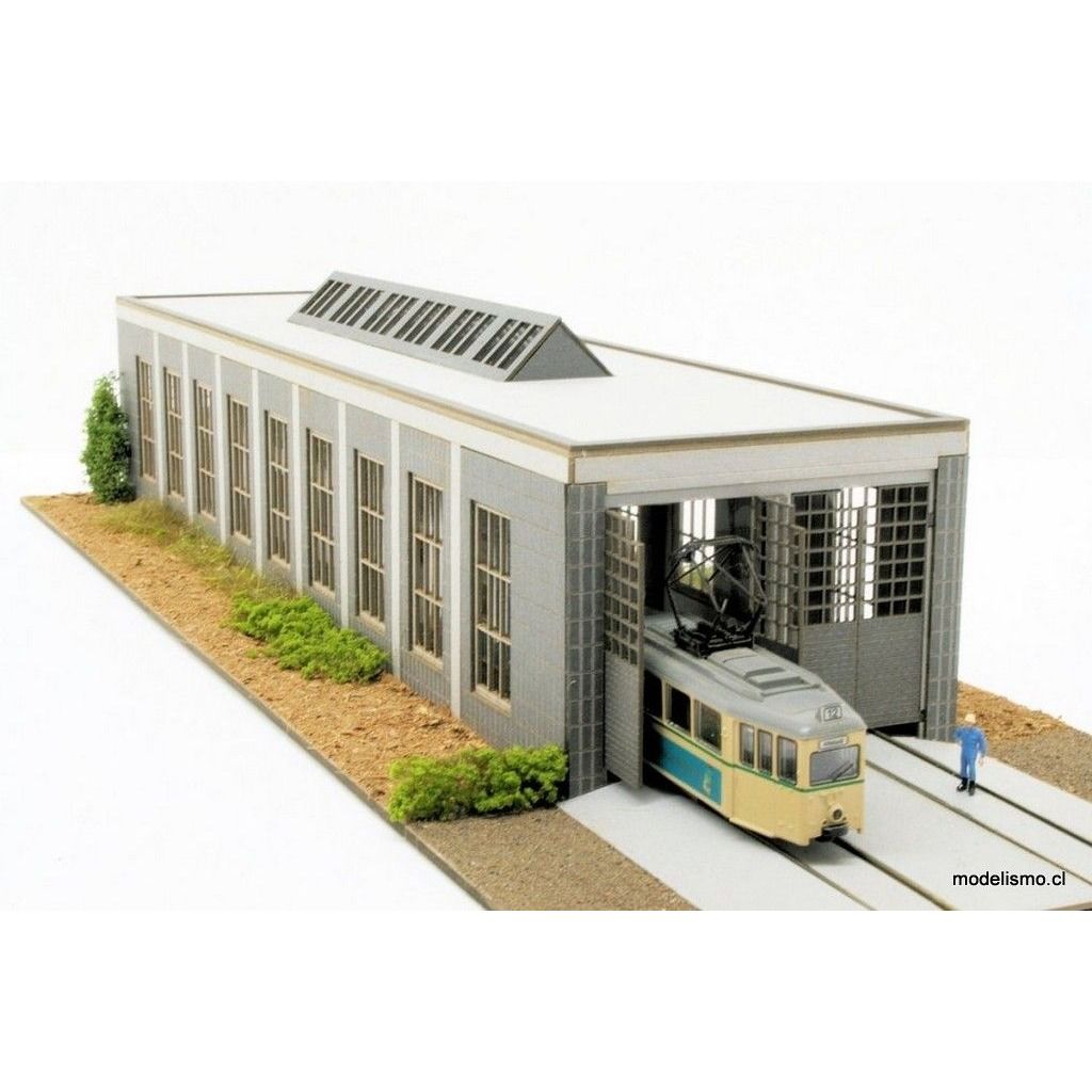 Modellbahn Union MU-H0-B00018 H0 Tram Depot Kit de corte láser para sala de vehículos Modellbahn Union MU-H0-B00018 H0 Tram Depot Kit de corte láser para sala de vehículos