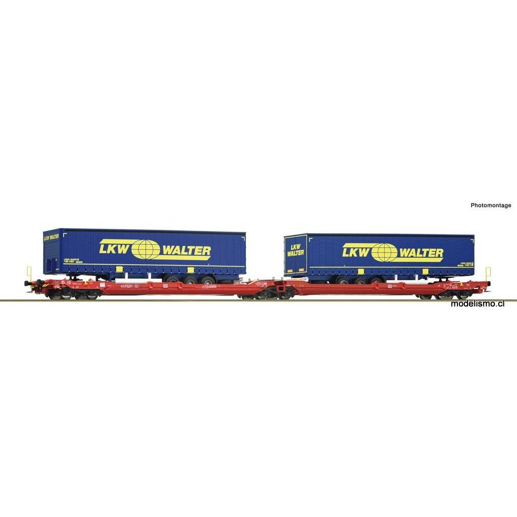 Roco 77385 Vagón canguro doble articulado T3000e, DB LKW Walter Roco 77385 Vagón canguro doble articulado T3000e, DB LKW Walter