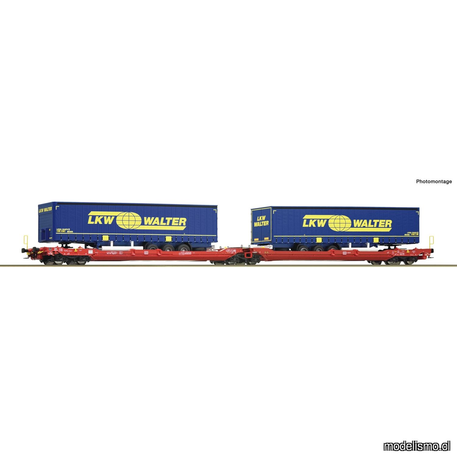 Roco 77385 Vagón canguro doble articulado T3000e, DB LKW Walter Roco 77385 Vagón canguro doble articulado T3000e, DB LKW Walter