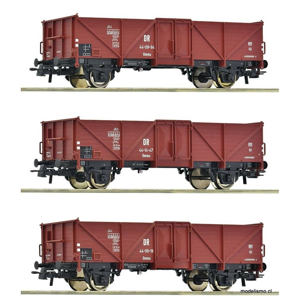 pre orderen Roco 6600115 3-piece set: Open goods wagon, DR
