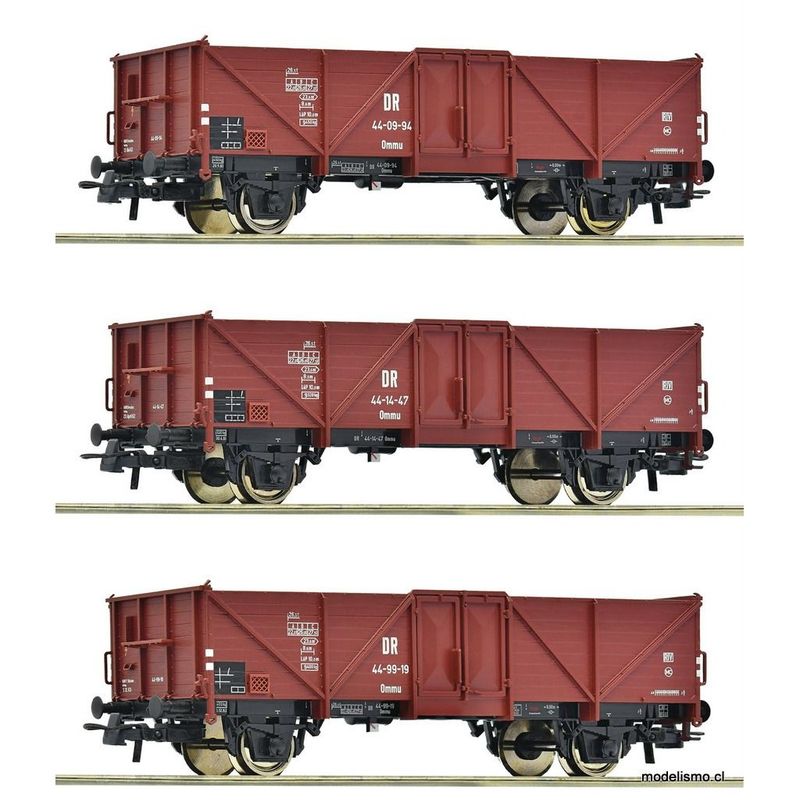 pre orderen Roco 6600115 3-piece set: Open goods wagon, DR pre orderen Roco 6600115 3-piece set: Open goods wagon, DR