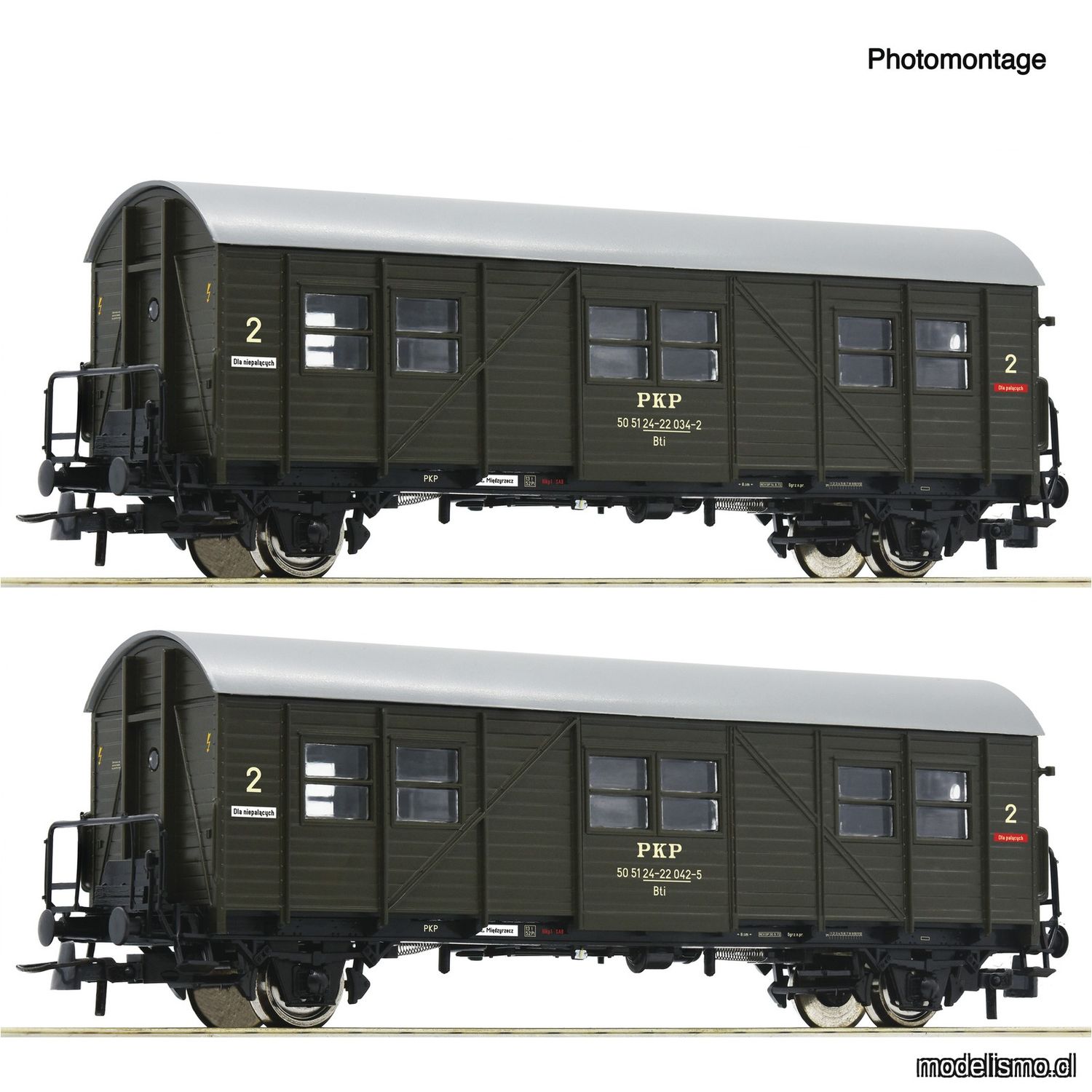 pre orderen Roco 6200195 - Set de 2 piezas: Coches auxiliares de pasajeros, PKP