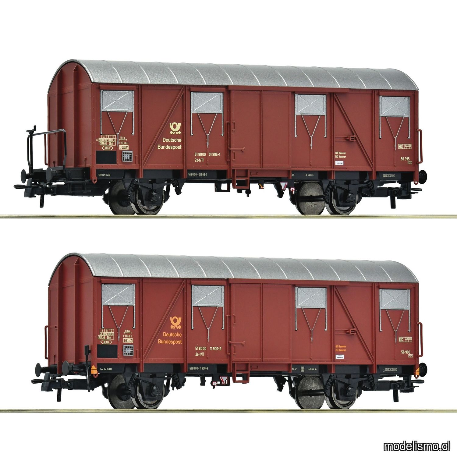 Roco 6600248 - Set de 2 piezas: Vagones postales cubiertos, DBP Roco 6600248 - Set de 2 piezas: Vagones postales cubiertos, DBP