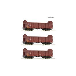 preorden Roco 6600131 - 3 piece set: Open goods wagons, DB AG