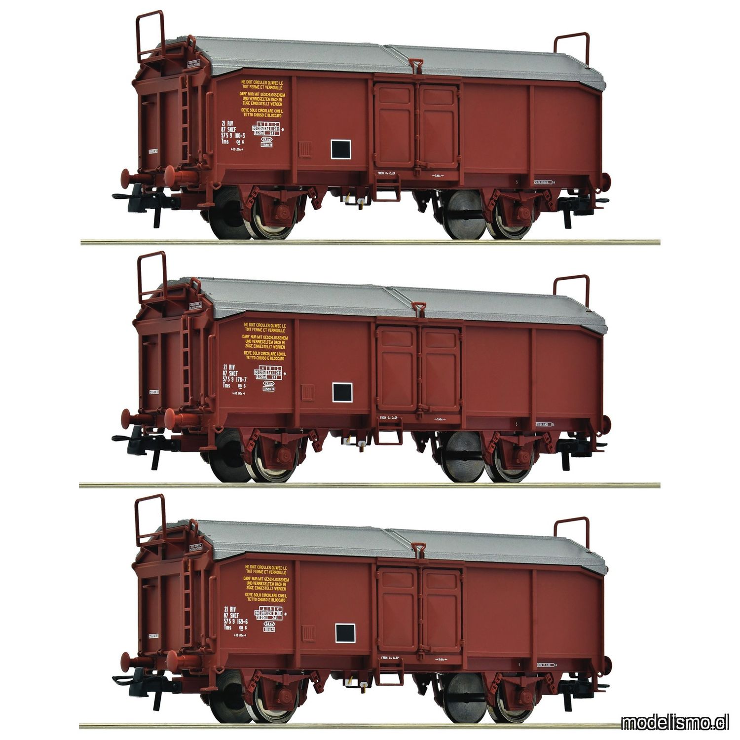 pre orderen Roco 6600173 - 3 piece set: Sliding roof wagons, SNCF pre orderen Roco 6600173 - 3 piece set: Sliding roof wagons, SNCF