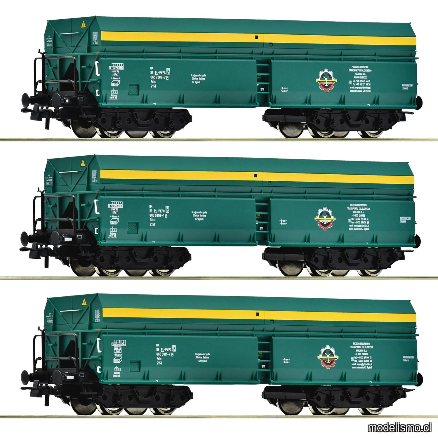 pre orderen Roco 6600195 - 3 piece set: Self-unloading hopper wagons, PTKiGK pre orderen Roco 6600195 - 3 piece set: Self-unloading hopper wagons, PTKiGK